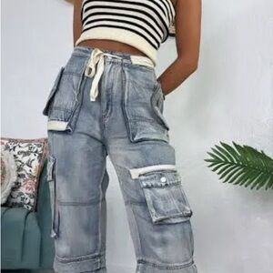POL Women's Blue Cargo Jeans